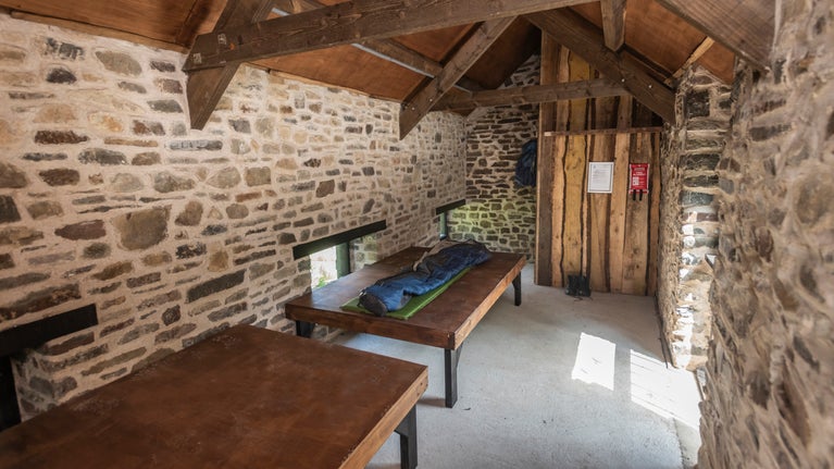 The interior of Brownsham Bothy, Devon